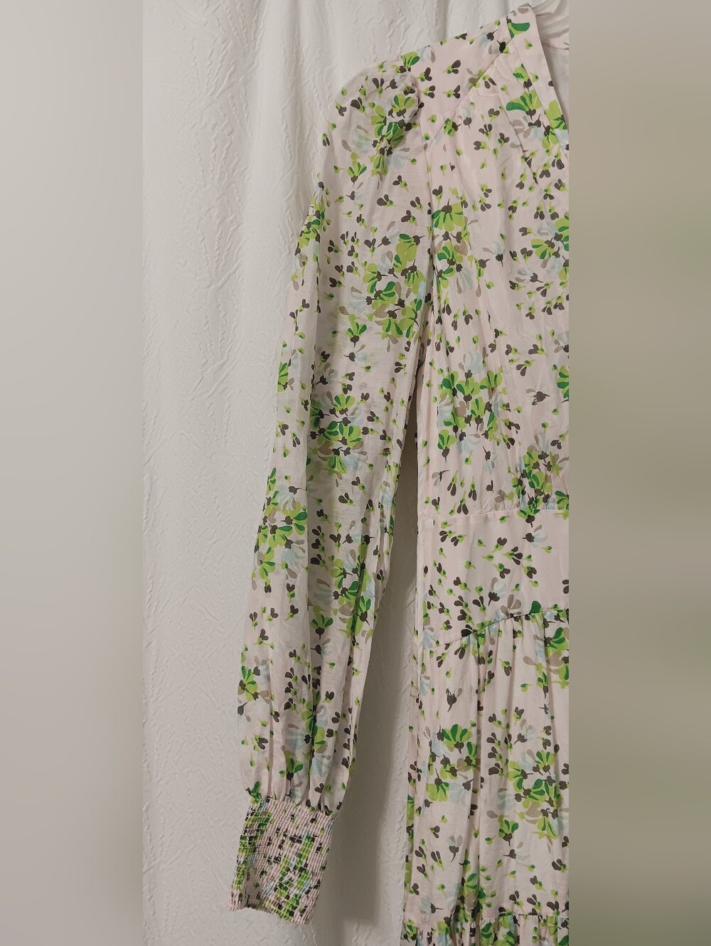 ME+EM Soft Pink- Green Floral Midi Dress. Pockes, Zipper On Side, V-neck Size 8 - Picture 5 of 16